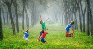 Kids Green Field with Trees